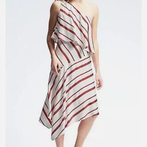 NWT Banana Republic One Shoulder Asymmetrical Hem Flounce Top Dress Size 12